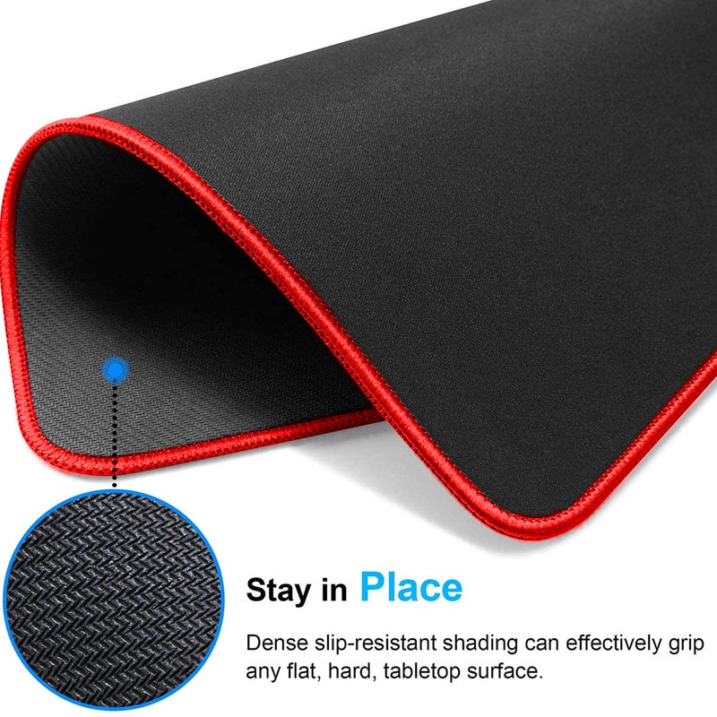 SaiTech IT 20 Pack Gaming Mouse Pad, Water Resistance Coating Natural Rubber Gaming Mouse Pad with Stitched Edges & Non-Slippery Rubber Base (9.84 x 8.27 Inch) - Black with Red Stitched Border - Image 5